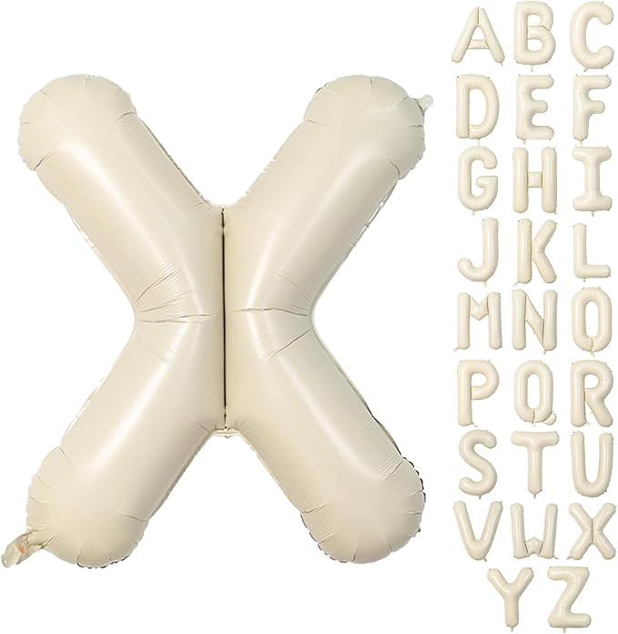 40 Inch Letter Balloons X, Big Custom A-Z Alphabet Foil Name Balloon Cream White by KAINSY