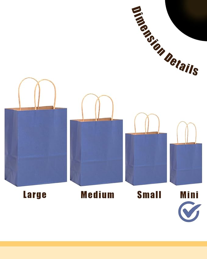 qiqee 24 Pcs Deep Blue Mini Paper Gift Bags - Image 2