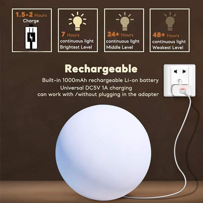 12-Inch LED Ball Light, Changing Glowing Orb Light - Image 5