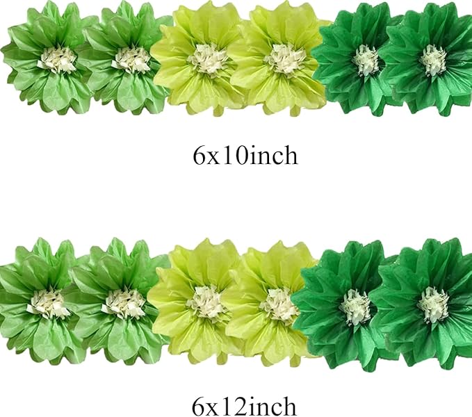 12pcs Paper Flowers 10in 12in Tissue Pom Poms - Image 2