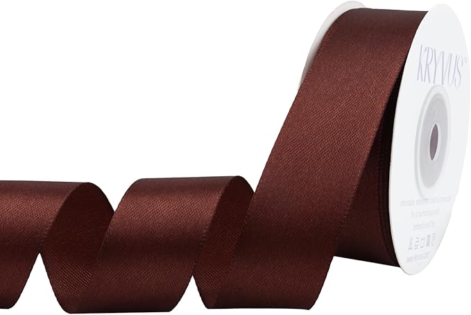 Coffee Brown Satin Ribbon 1 inch X Continuous 50 Yards, Single Face Polyester by Kryvusribbon