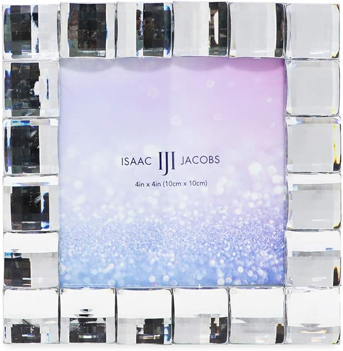 Isaac Jacobs Decorative Sparkling Clear Jewel Picture Frame, Photo Display & - Image 2