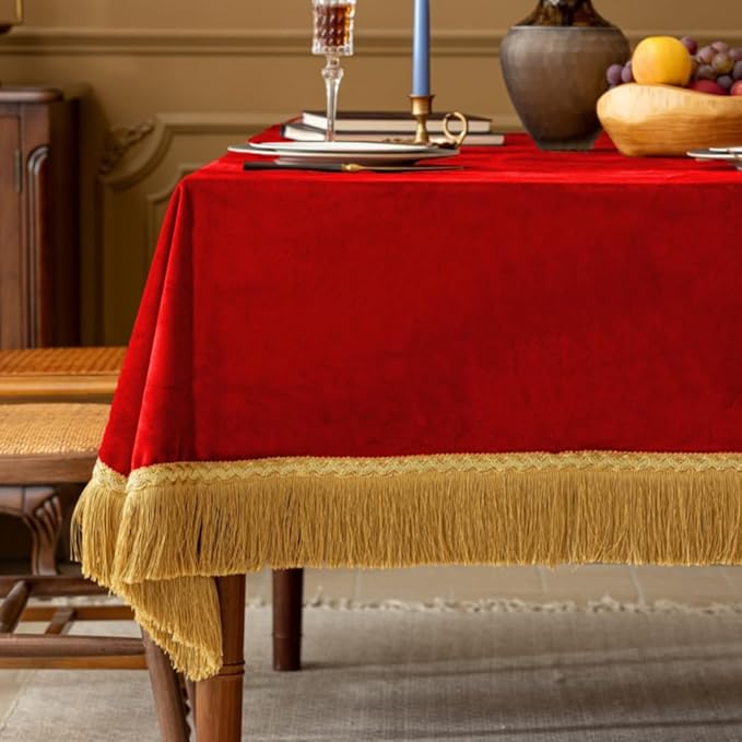 F-CHU Red Tablecloth Thickset Velvet Tablecloth by F-CHU