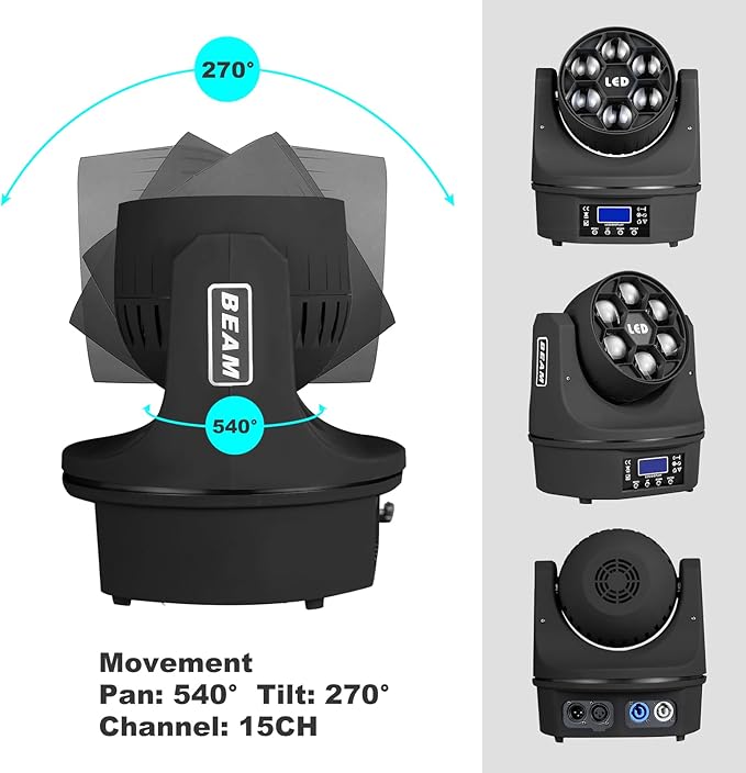 6x15W Mini Bee Eye Moving Head DJ Light, 90W LED RGBW Stage Light Rotate Beam - Image 4