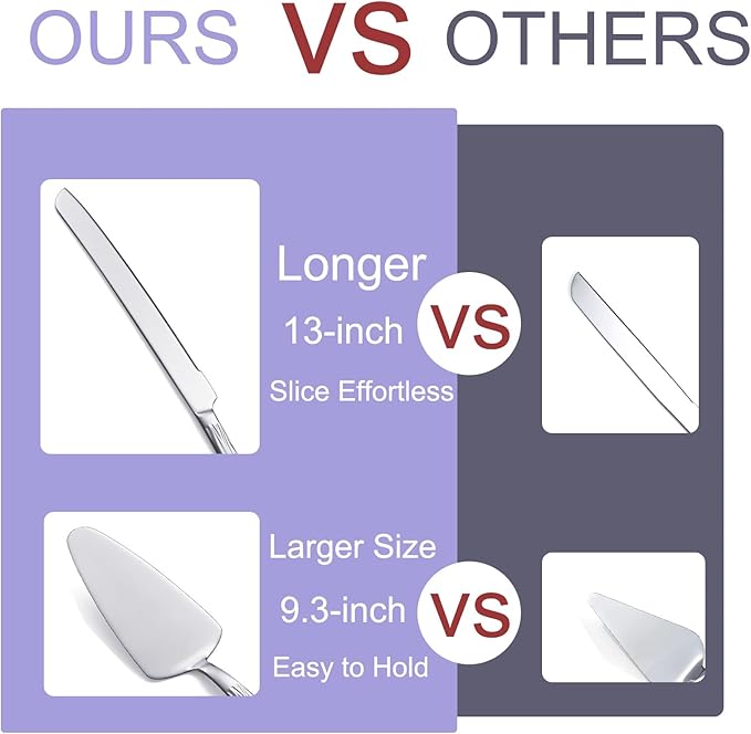Silver Cake Cutter Set, Stainless Steel Cake Cutting Set Include Cake Knife and - Image 5