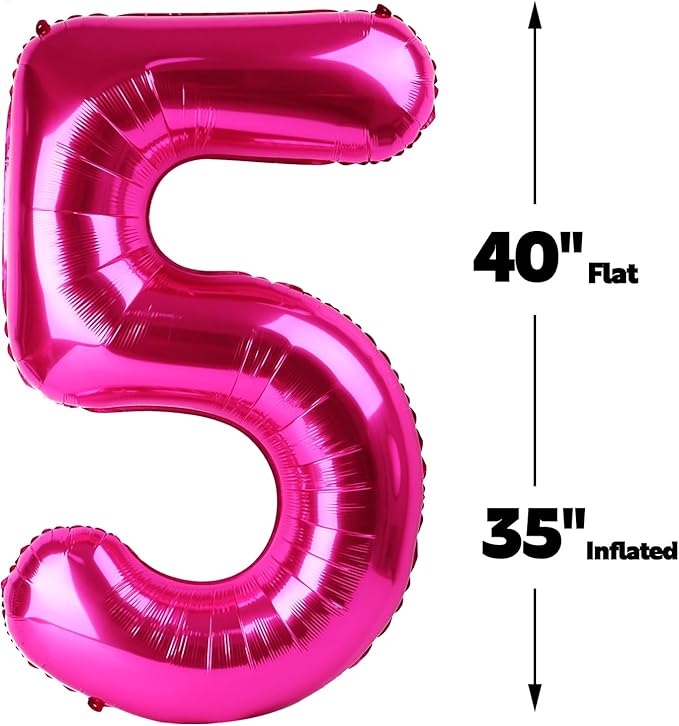 Hot Pink 40 Inch Large Number 5 Birthday Balloon, Five 5th 15 25 35 50 55 - Image 2