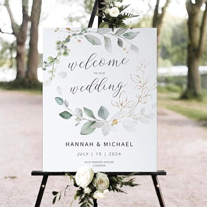Greenery Wedding Welcome Sign, Eucalyptus Wedding Sign, Botanical Welcome - Image 3