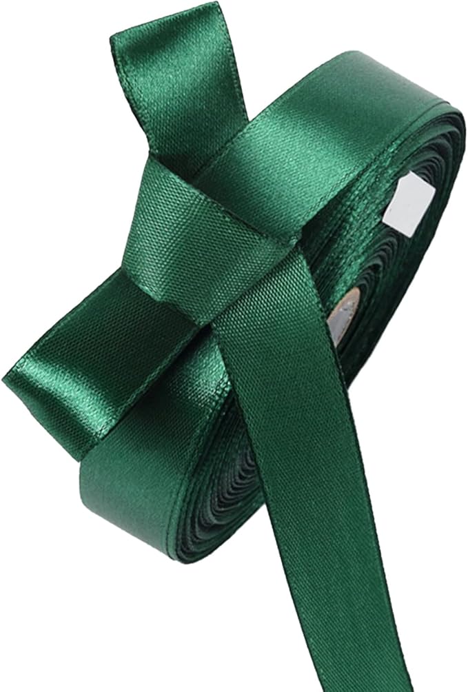 5/8 Inch Forest Green Satin Ribbon 50 Yards Solid Fabric Ribbons by Celadora