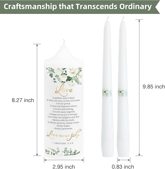 3 Unity Floral Candles for Wedding Ceremony Set - Image 5