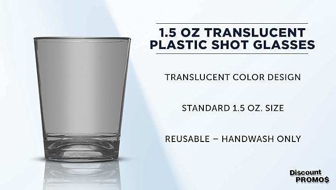 DISCOUNT PROMOS Translucent Plastic Shot Glasses 1.5 oz. Set of 10, Bulk Pack - Image 3