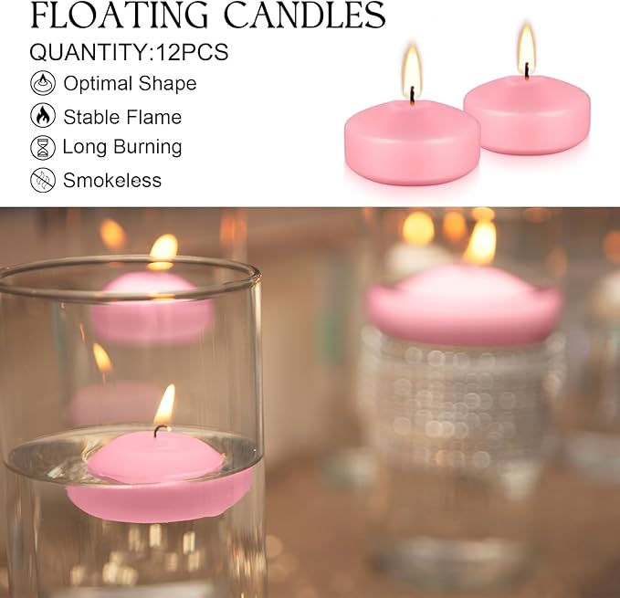 12 pcs 2-inch Floating Candles, smokeless and unscented, Burns continuously - Image 4