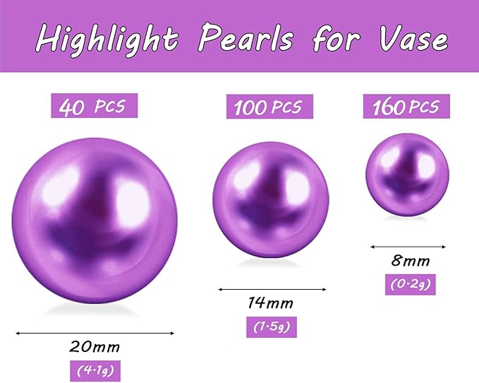300Pcs Purple Polished No Hole Faux Pearl Beads - Image 2