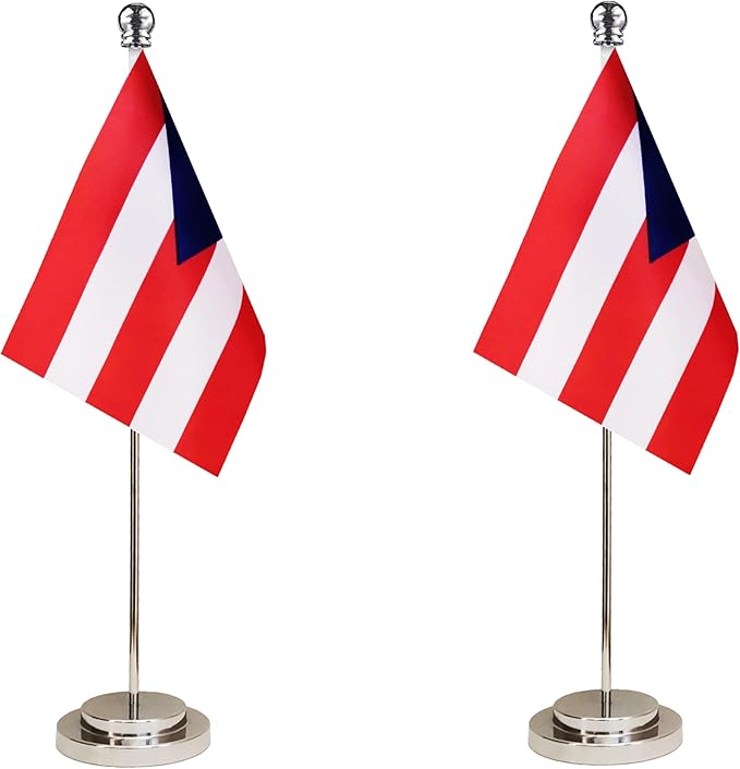 Puerto Rico Puerto Rican Deluxe Desk Flag Set Small Mini Miniature Puerto Rico by tibijoy