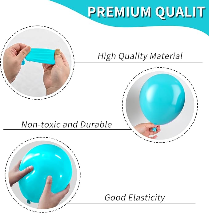 Blue and Orange Balloons, Retro Turquoise Teal Blue White Balloon - Image 6