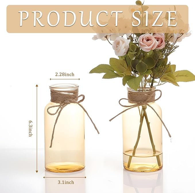 Gold Vases for Centerpieces Set of 12, Mason Jars Boho Cylinder Bud Vases in - Image 4