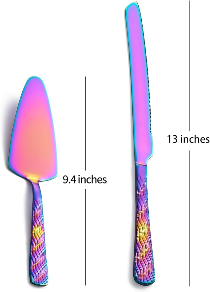 Rainbow Cake Cutting Set, Stainless Steel Cake Knife and Server, Cake Pie - Image 2
