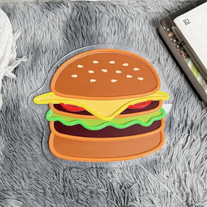 Burger LED Neon Sign, Custom UV Printed Hamburger LED Neon Light Home Kitchen - Image 5