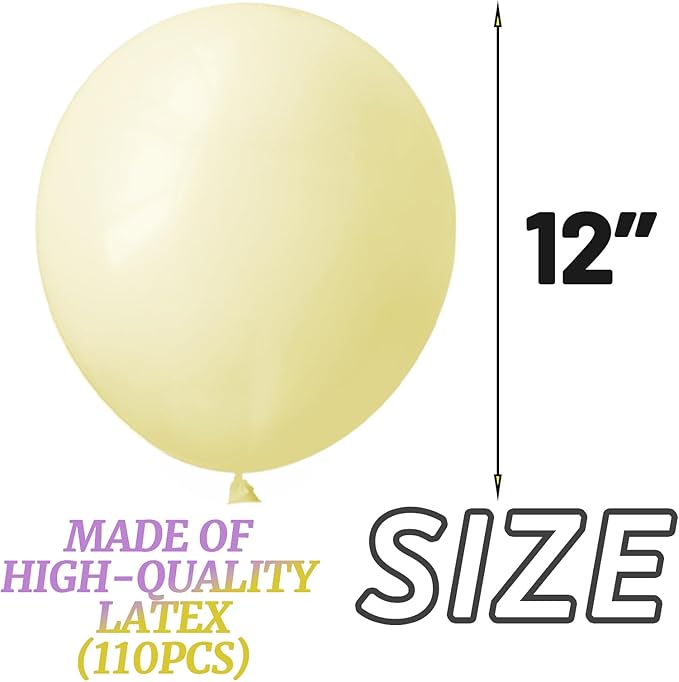 110pcs Pastel Yellow Balloon 12 Inch, Pastel Yellow Latex Balloons - Image 2
