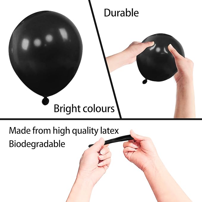 KAWKALSH 200pcs Black Balloons 5 Inch, Small Mini Latex Balloons - Image 3