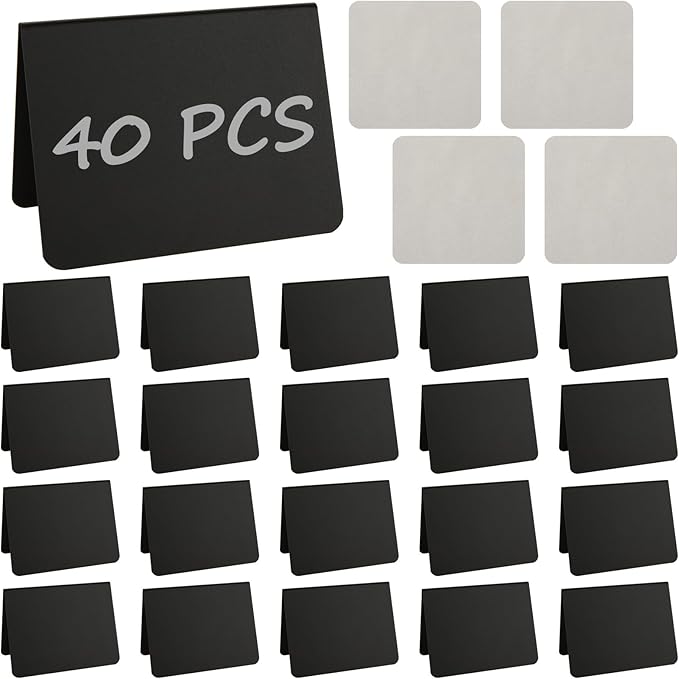 40 Pack Mini Chalkboard Signs for Food, 4x3 Inches Small Chalkboard Sign by WopplxyUS