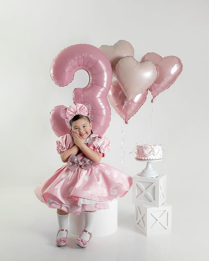 Pink White Heart Balloons, 18Inch Sand White Helium Balloon - Image 5