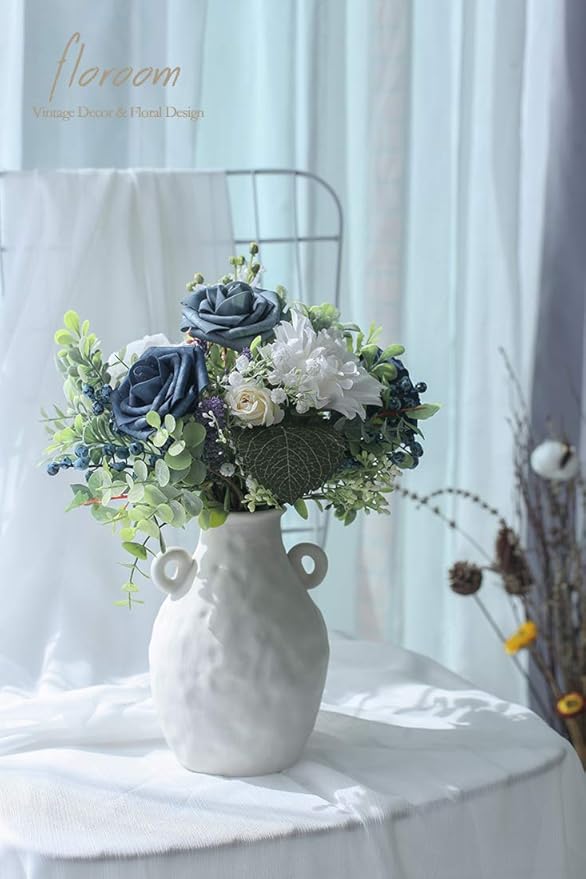 Floroom Artificial Flowers 50pcs Real Looking Dusty Blue Foam Fake Roses - Image 5