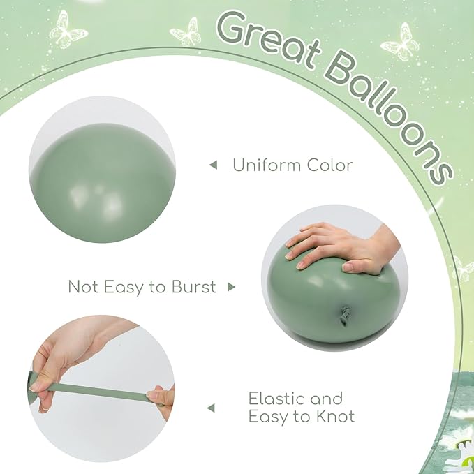 60pcs Sage Green Balloons 12inch - Image 3