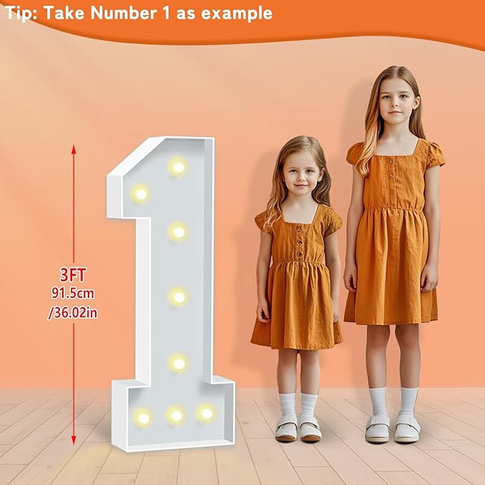 3FT Marquee Numbers 10, Large Light Up Numbers 10th Birthday Decorations - Image 2