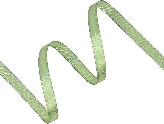 Sage Green Satin Ribbon 1/4 inch X Continuous 100 Yards, Single Face Polyester - Image 2