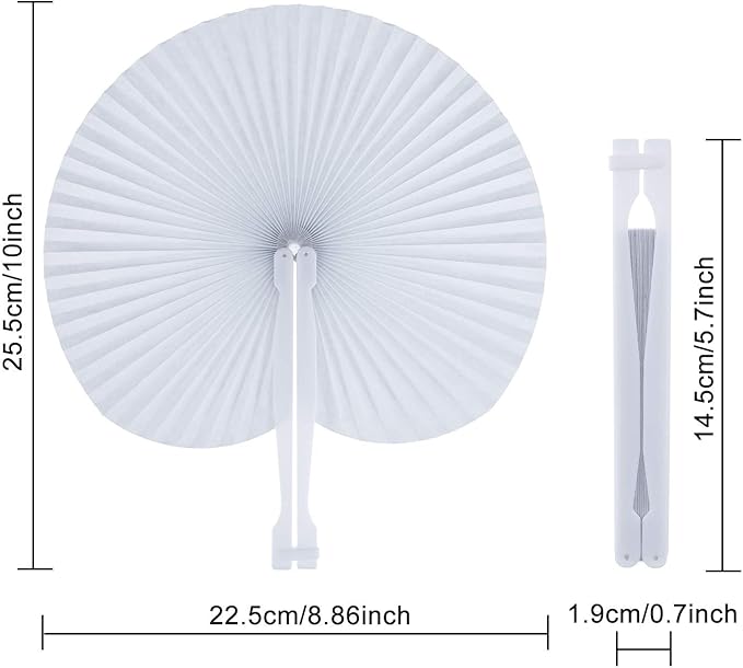 Pangda 24 Pack Folding Fans Round Paper Fans Assortment - Image 2