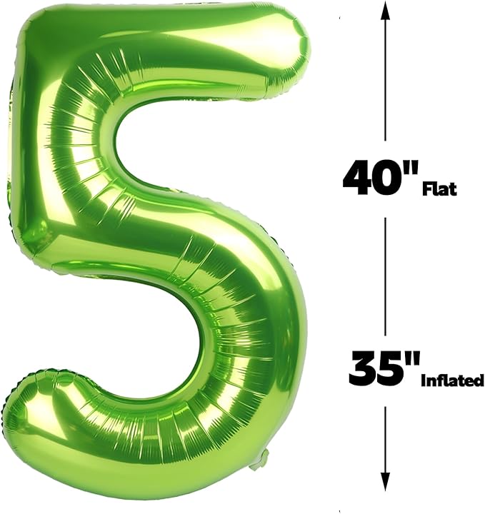 Large Light Green 40 Inch Birthday Number 5 Balloon, Light Green Five 5th 15 25 - Image 3