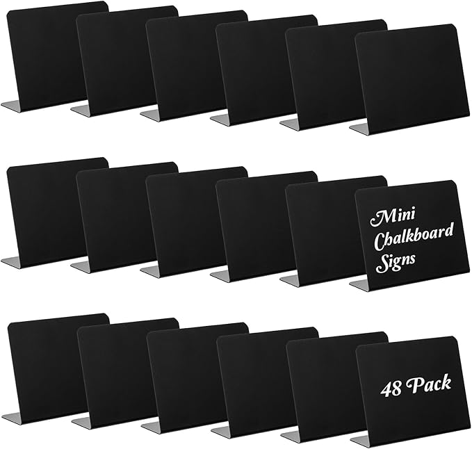 48 Pack Mini Chalkboard Signs for Food, Chalkboard Food Signs for Buffet Display by AojSup