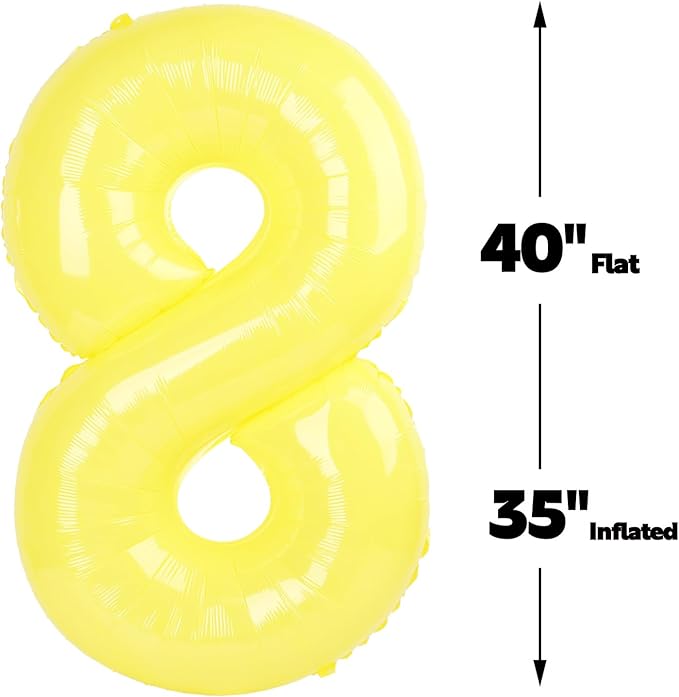 Number Balloon 8 Yellow Macaron - Image 2