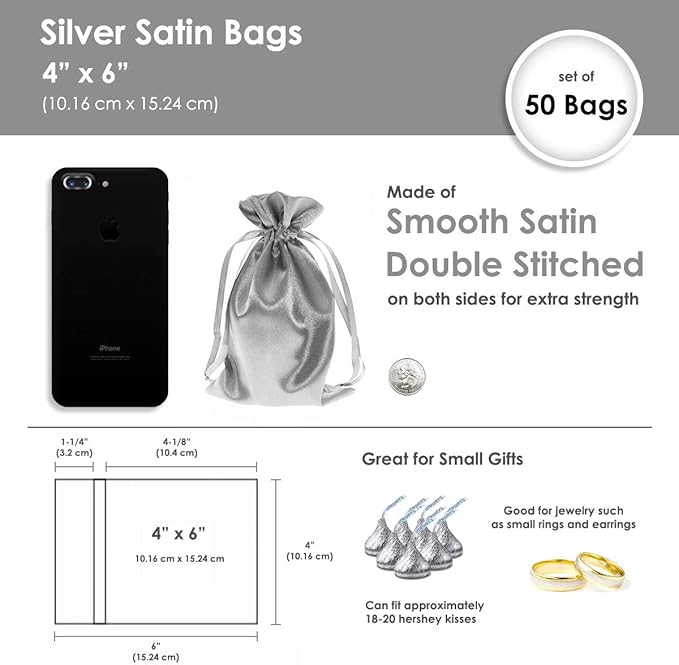 Silver Satin Gift Bags - Image 4