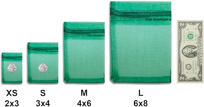 TheDisplayGuys 100-Pack 6x8 Dark Green Sheer Organza Gift Bags - Image 6