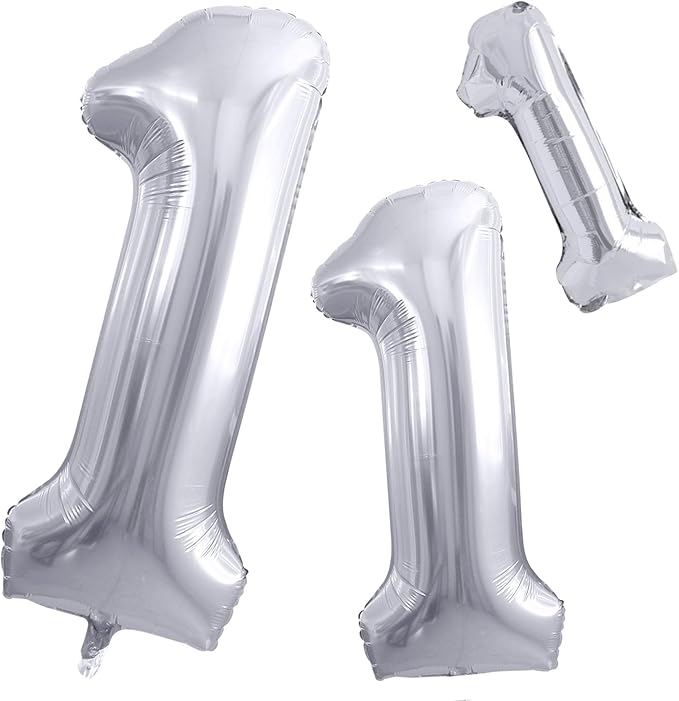 GOER Silver Number 1 Foil Balloons, Huge Number Balloons by GOER
