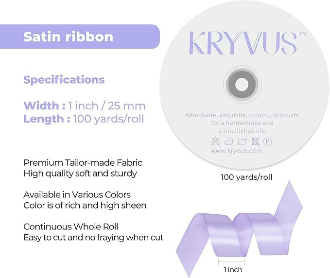 Lavender Satin Ribbon 1 inch X Continuous 100 Yards, Single Face Polyester - Image 3