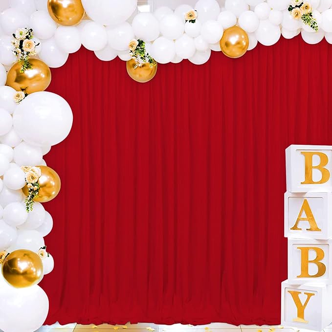 Joydeco Christmas Red Backdrop Curtain - Image 4