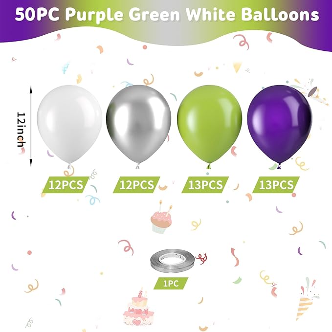 Green Purple White Balloons - Image 7