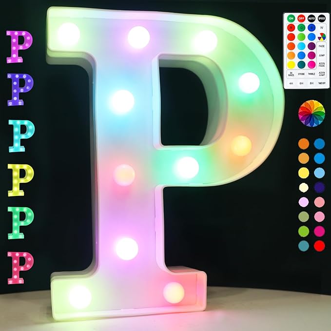 Light Up Colorful LED Marquee Letter lights, 18 Colors Changing Alphabet by OYCBUZO