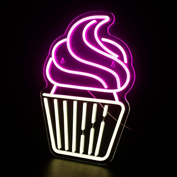 Cupcake Neon Sign Led Pink Warm White Neon Lights - Image 3