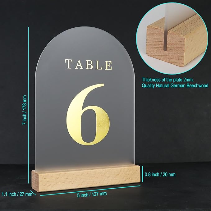 Wedding Table Numbers 1-10, Acrylic Arch Signs - Image 3