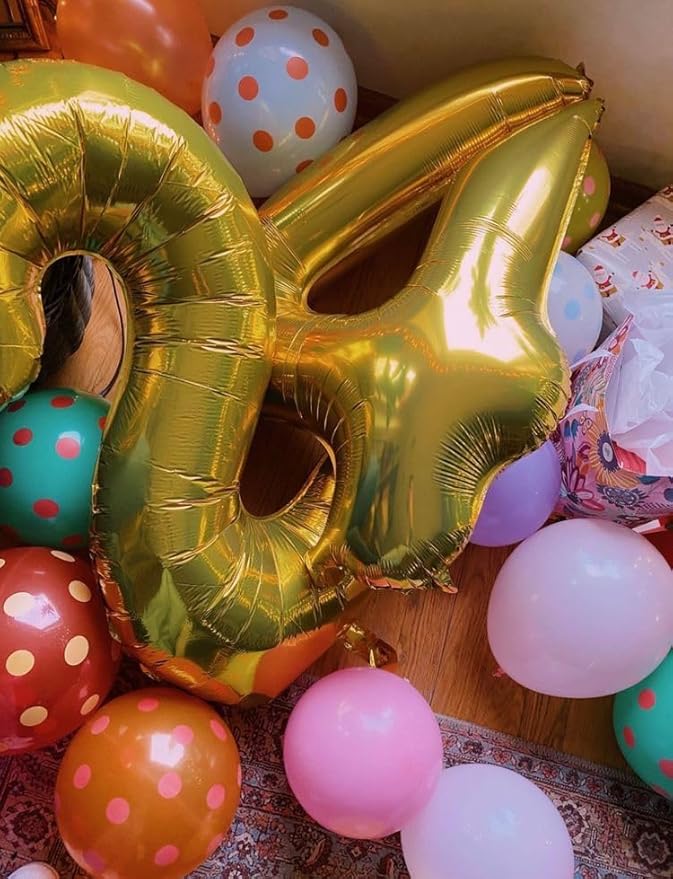 40 Inch Gold 0-9 Number Mylar Foil Balloons 2 Gold Digital Balloons - Image 5