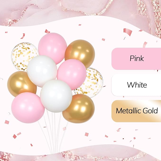 60pcs Pink and Gold Balloons 12inch - Image 8