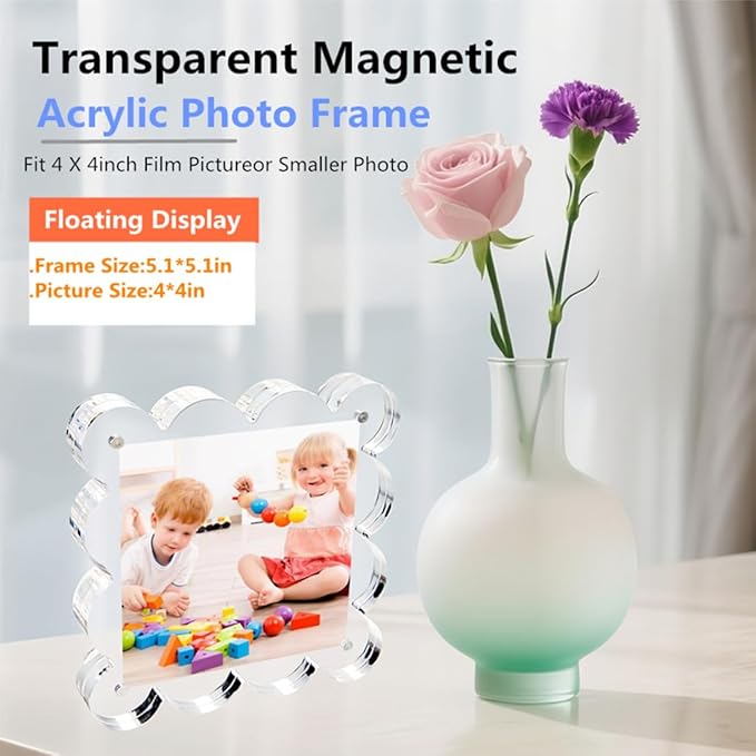 3 Pack 4x4 Inch Magnetic Acrylic Picture Frame, 10+10mm Thick Block, Double - Image 4