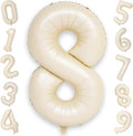 40 Inch Balloon Number 8 Beige, Large Foil Cream Number 8 Balloons Set 0-9 by KAINSY