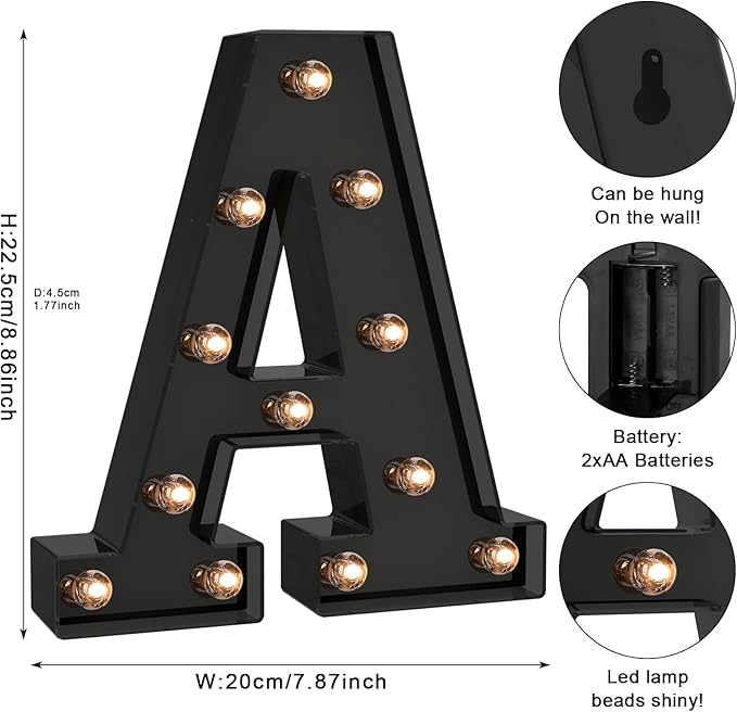 Foaky Black LED Letter Lights for Room Decor - Image 2