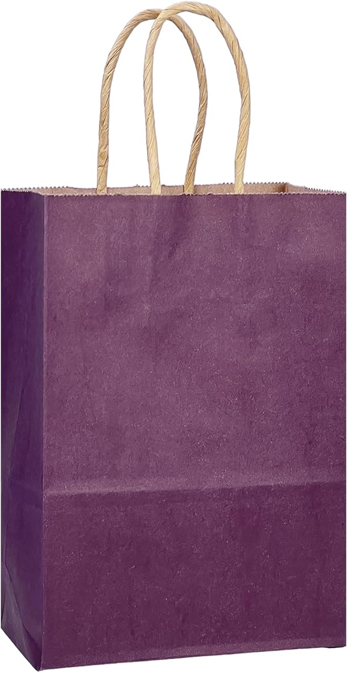 qiqee Aubergine Gift Bag with Handles Bulk 24Pcs Paper Bags -8.3"x6"x3. 15" - Image 3