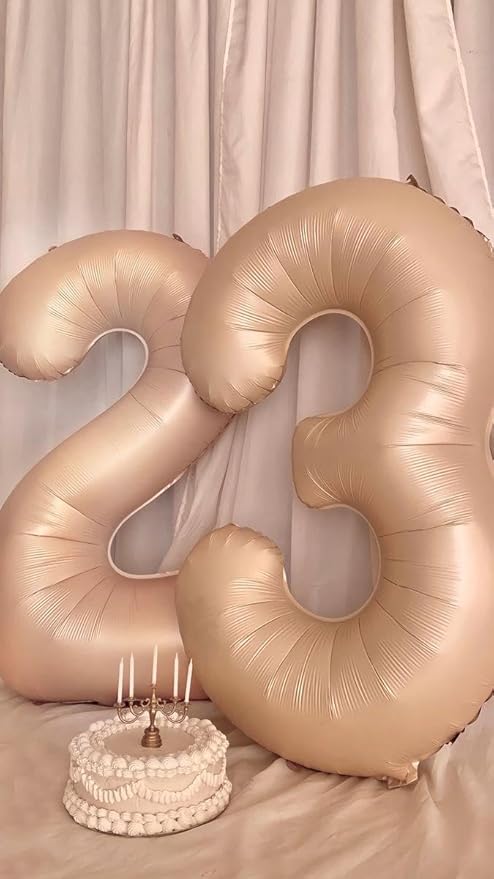 Large 40 Inch Light Brown 3 Number Balloon, 3 13 23 30 33 36 38 Light Brown - Image 4