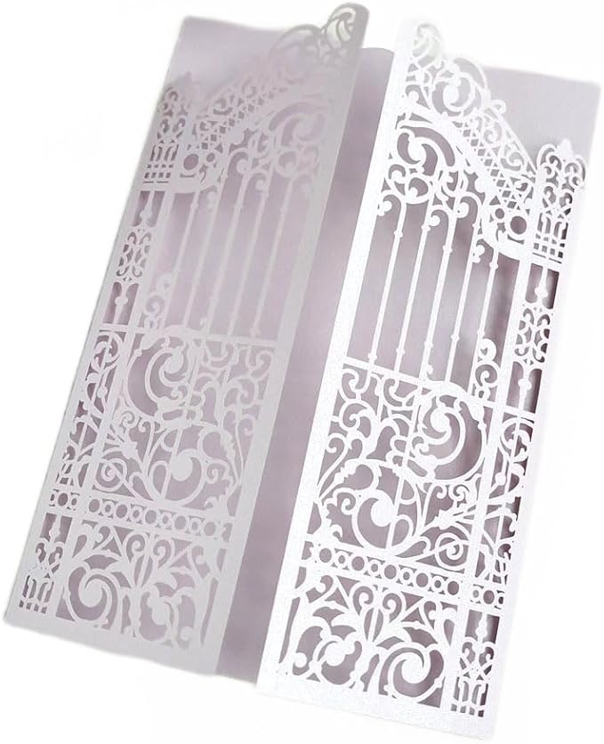 MillaSaw Lavender Laser Cut Wedding Invitations Gate invite Folder by MillaSaw